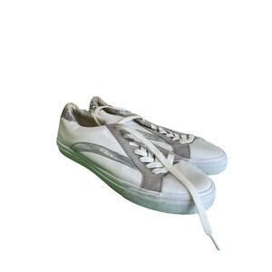 Madewell Leather Sneakers White Gray Low Top Casual Shoes Sz 9